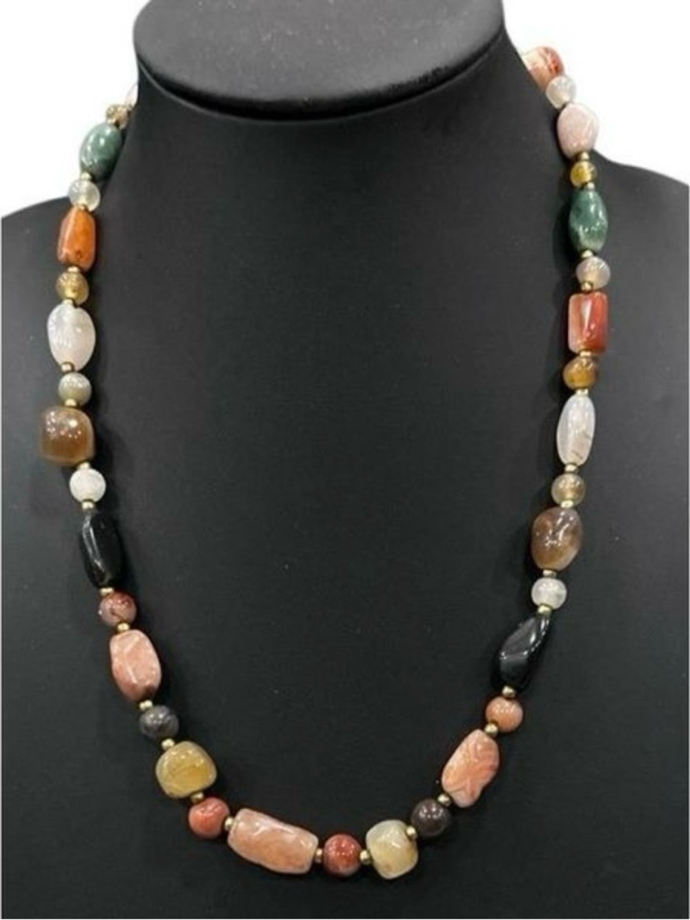 Vtg 60s Beggar Bead
Necklace 23" Multicolor
Freeform Semi-precious Boho Style